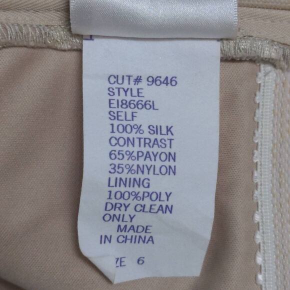 Tadashi Womens A Line Cocktail Dress Beige Pleated Midi Strapless Lace Silk 6 - Picture 8 of 9